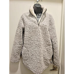 Fashion Nova Teddy Bear Sheep Faux Fur Pullover Gray Womens Medium